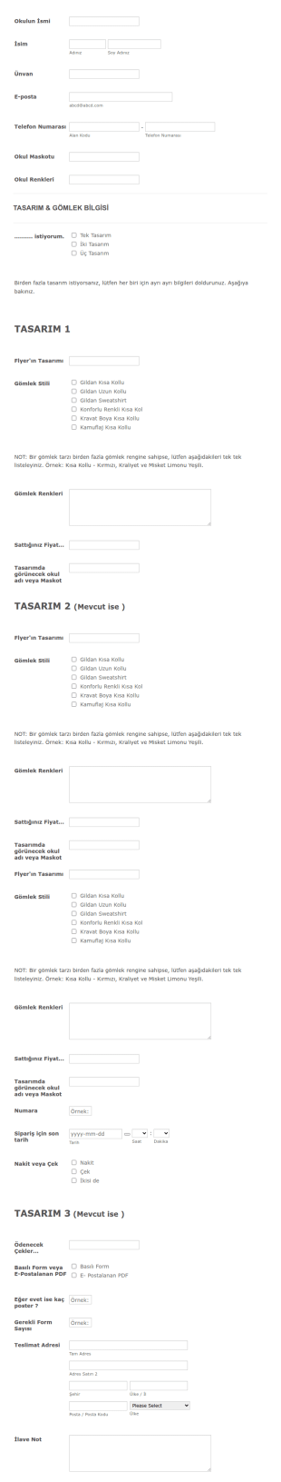 2014 Okul Talep Toplama Formu Talebi Form Şablonu