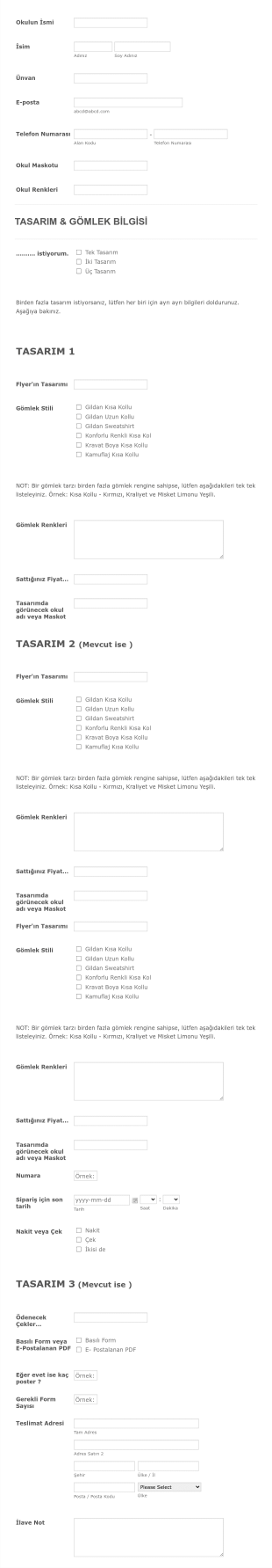 2014 Okul Talep Toplama Formu Talebi Form Şablonu