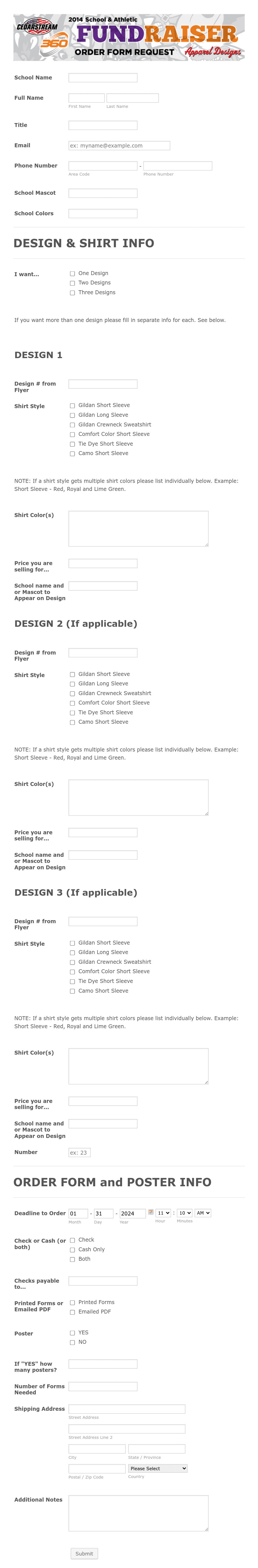 2014 School Fundraiser Order Form Request Form Template | Jotform