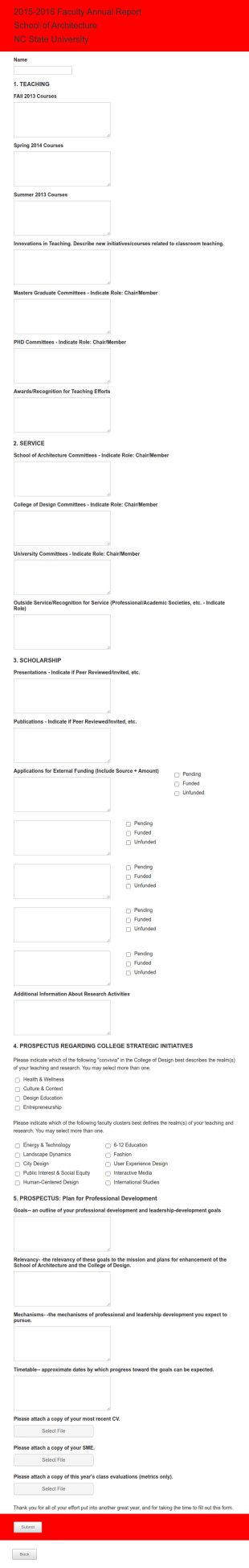 2015 16 Faculty Annual Report Form Template