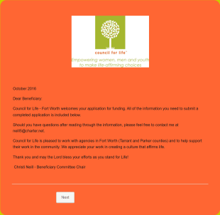 2016 Council For Life Fort Worth Beneficiary Application Form Template