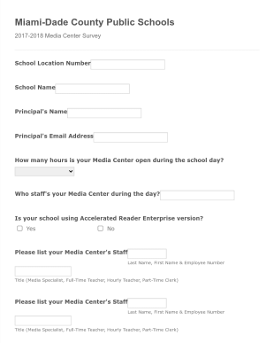 2017 2018 Media Center Survey Form Template