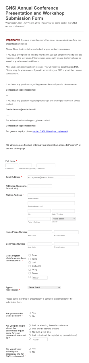 2018 GNSI Presentation Submission Form Template
