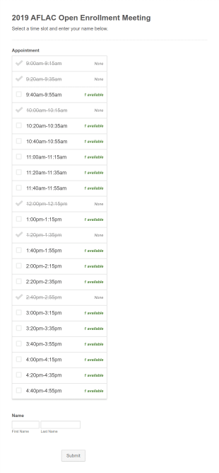 2019 AFLAC Open Enrollment Meeting Form Template
