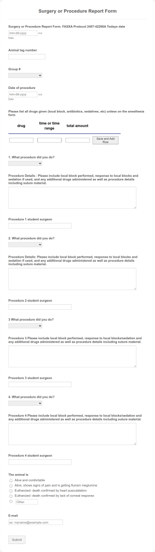 2025 FASXA Surgery Report Form Template