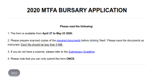 2020 Mtfa Bursary Application Form Template