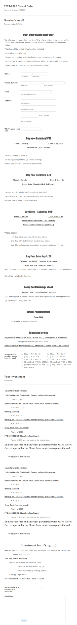 2021 Closet Babe Deets Form Template