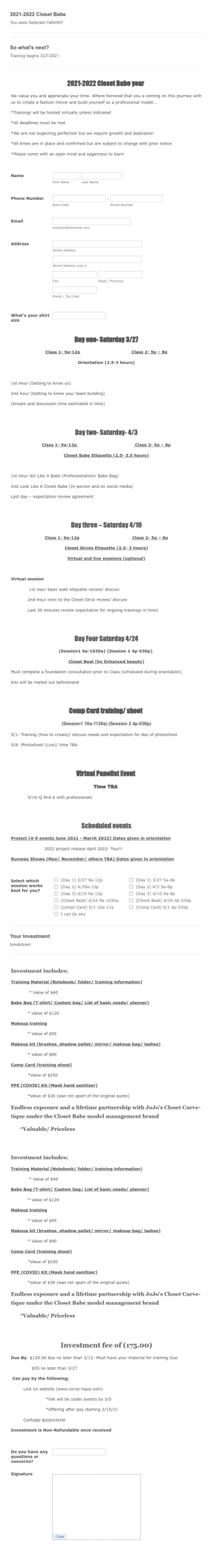 2021 Closet Babe Deets Form Template