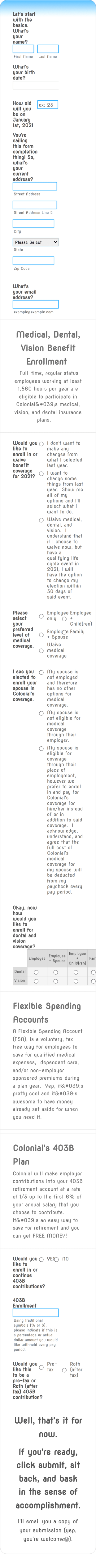 2021 Employee Benefit Enrollment Form Template