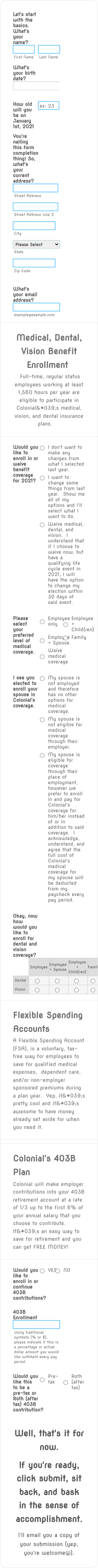 2021 Employee Benefit Enrollment Form Template
