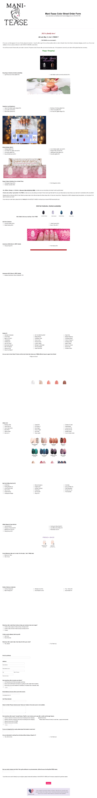 2021 Heidi's Mani Tease Color Street Order Form Template