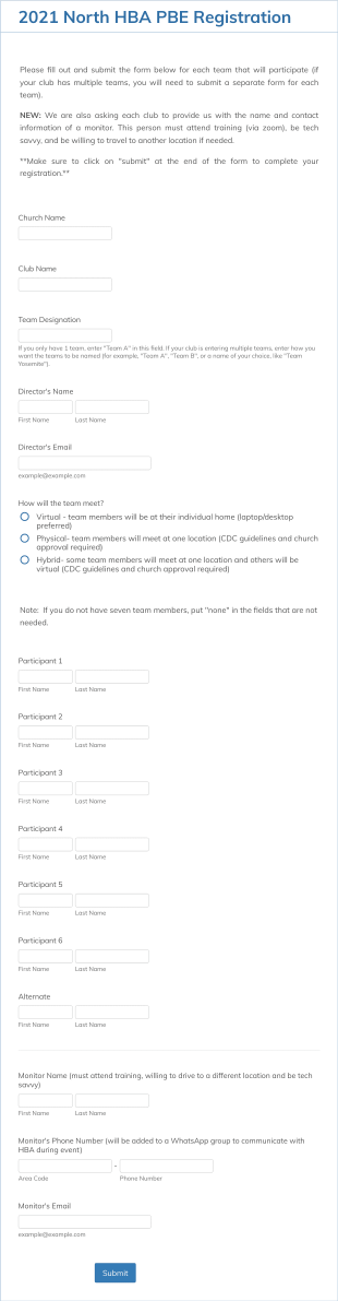 2021 PBE Registration Form Template
