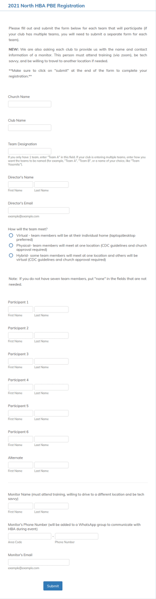 2021 PBE Registration Form Template