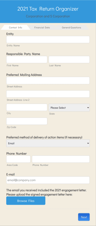 2021 Tax Organizer Form Template