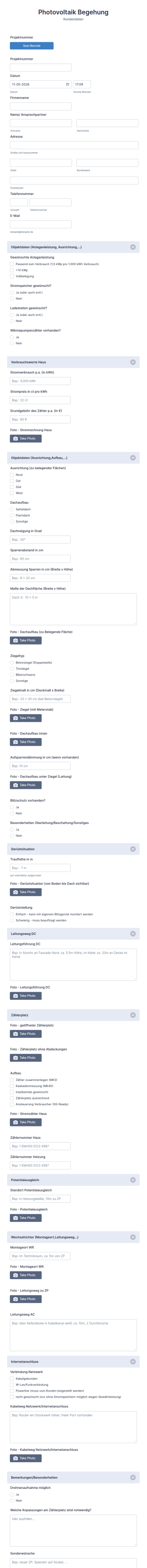 Photovoltaik Dachbegehung Vorlage