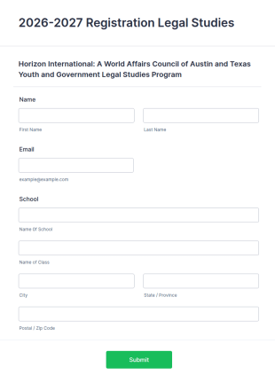 Legal Studies Registration Form Template