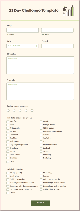 21 Day Challenge Template Form Template
