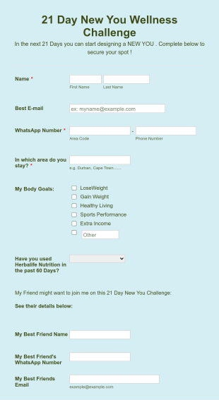 21 Day Wellness Challenge Survey Form Template