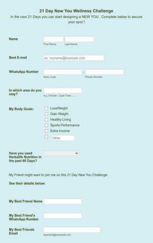 21 Day Wellness Challenge Survey Form Template