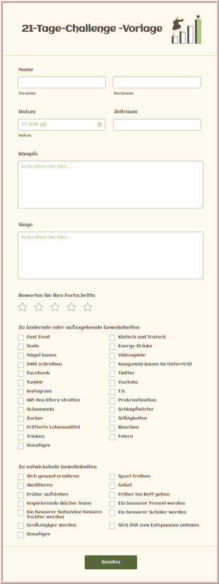 21 Tage Challenge Vorlage Form Template