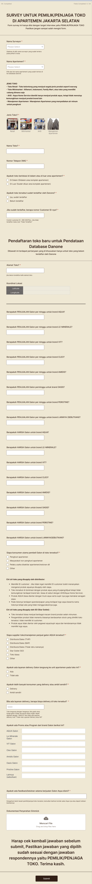 2.3 Survey Untuk Pemilik/Penjaga Toko DI Apartemen Jakarta Selatan Form Template