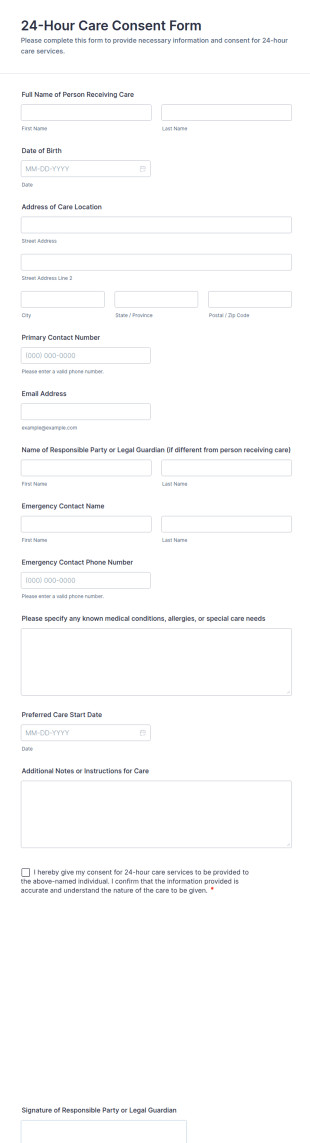24 Hour Care Consent Form Template