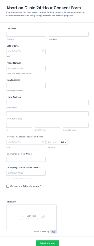 24 Hour Consent Form Template