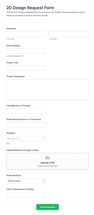 2D Design Request Form Template