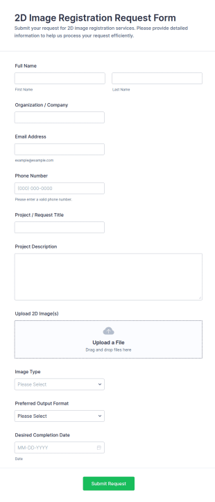 2D Image Registration Request Form Template
