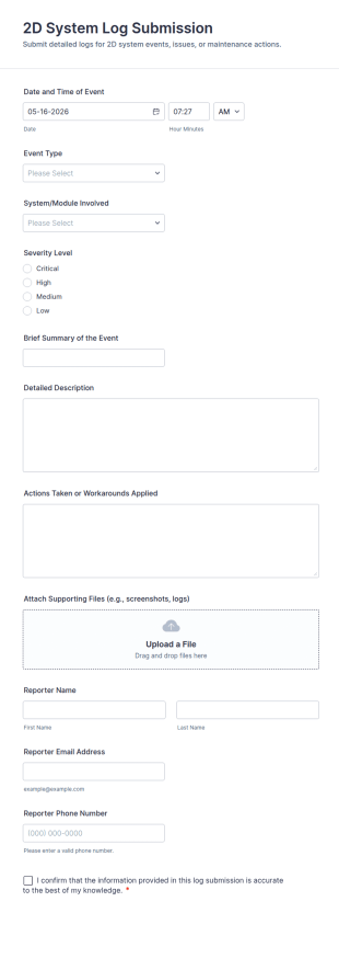 2D System Log Submission Form Template