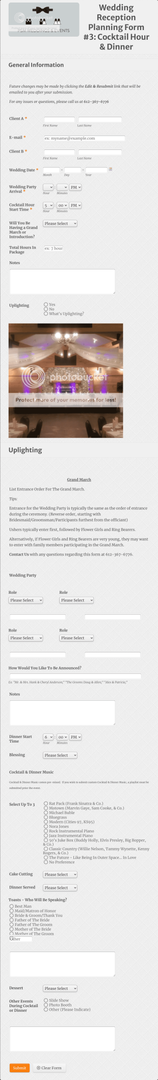 Wedding Event Planning Form Template