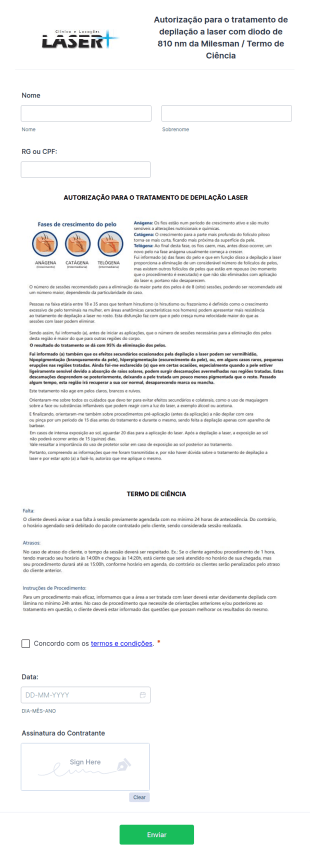 Termo De Responsabilidade Depilação A Laser