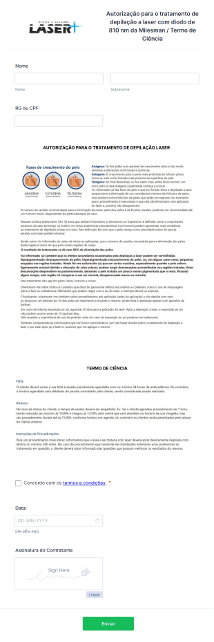 Termo De Responsabilidade Depilação A Laser Form Template