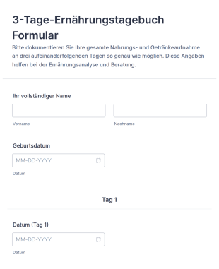3 Tage Ernährungstagebuch Formular