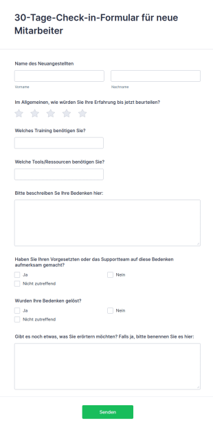 30 Tage Check In Formular Für Neue Mitarbeiter