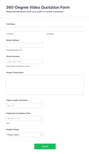 360 Degree Video Quotation Form Template