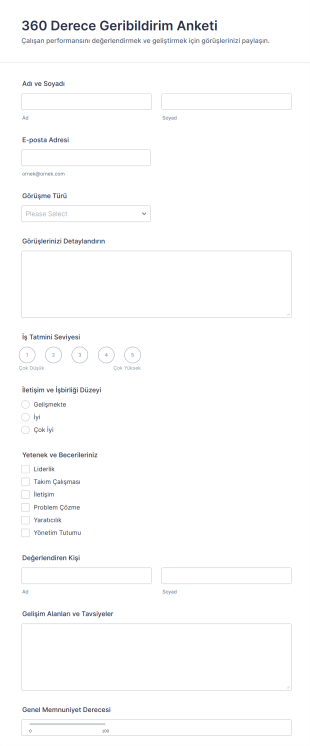 360 Derece Geribildirim Anketi Form Şablonu