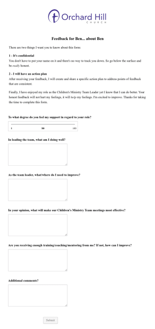 360 Feedback Orchard Hill Church Form Template