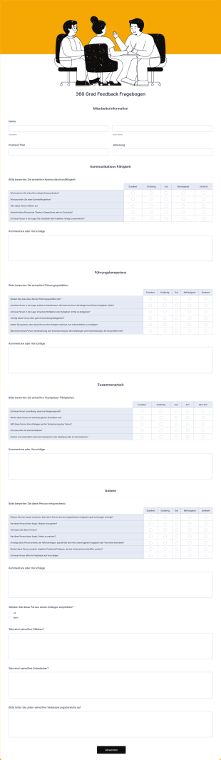360 Grad Feedback Fragebogen Form Template