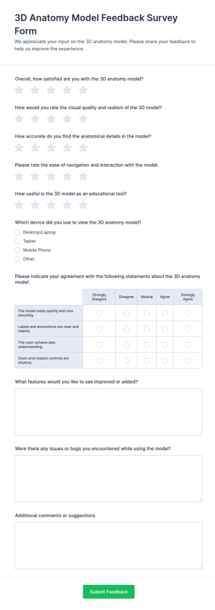 3D Anatomy Model Feedback Survey Form Template
