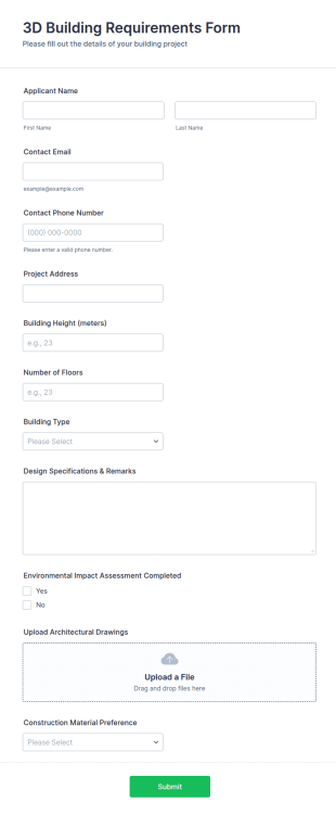 3D Building Requirements Form Template