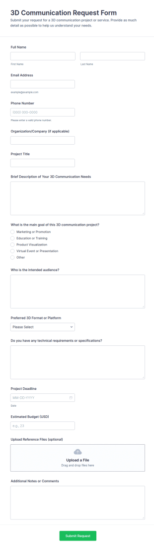 3D Communication Request Form Template