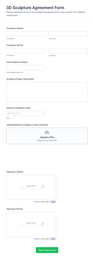 3D Sculpture Agreement Form Template