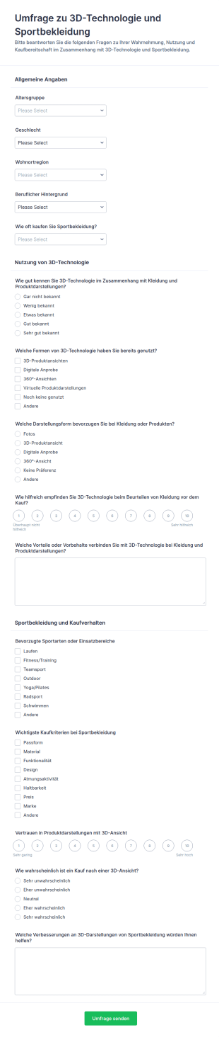 3D Technologie Und Sportbekleidungs Umfrage