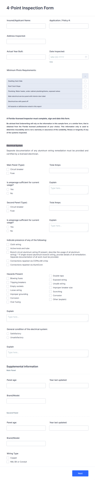 4 Point Inspection Form Template