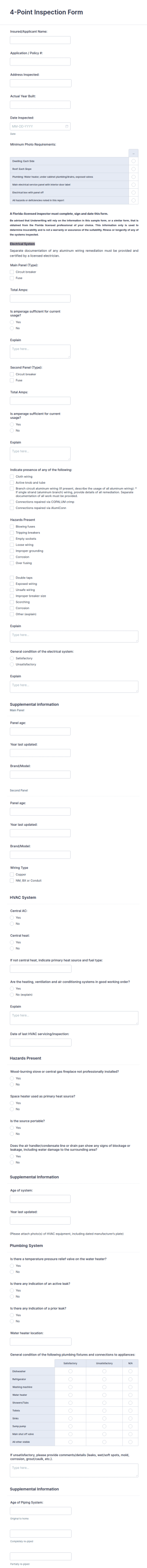 4 Point Inspection Form Template