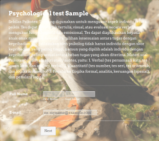 Psycho Test Form Template