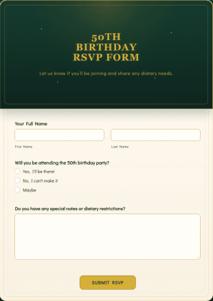 50th Birthday RSVP Form Template
