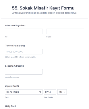 55. Cadde Misafir Form Şablonu