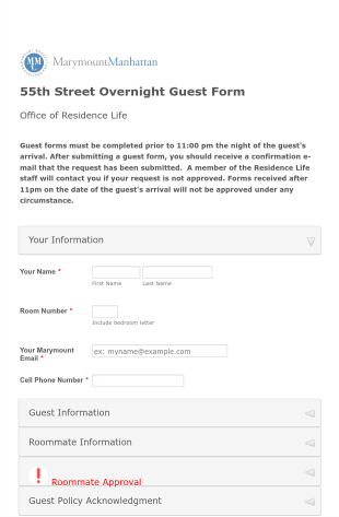 55th Street Guest Form Template